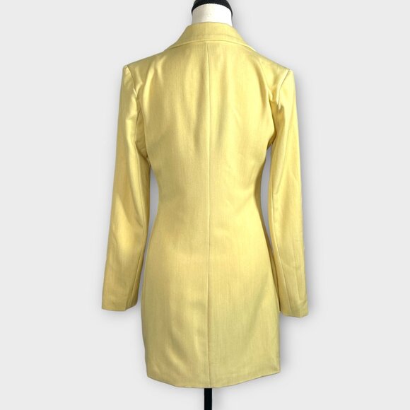 🍂🍁 4th & Reckless Tailored Blazer Dress Muted Yellow SMALL Long Sleeve NEW - Picture 4 of 13